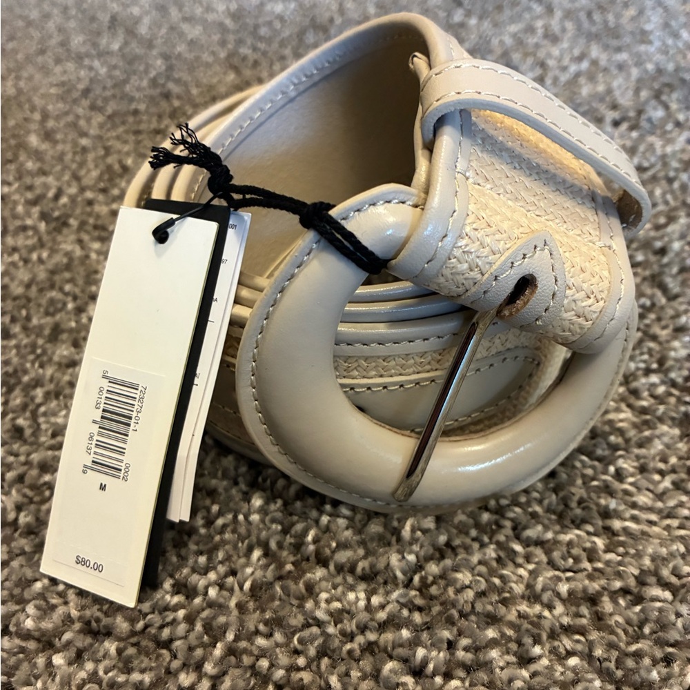 Banana Republic Cream Belt with Silver Buckle